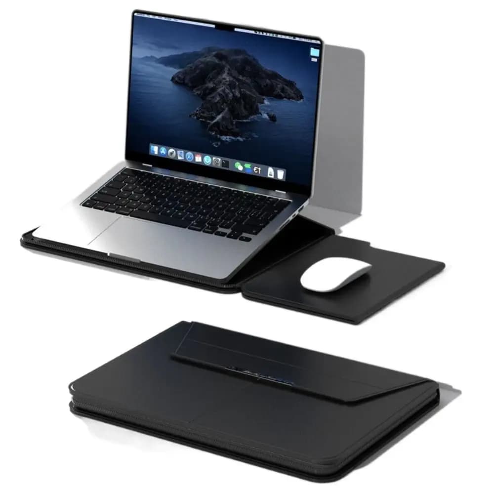 Custodia per laptop da 13-14/15-16 pollici con supporto Custodia multifunzione per notebook Custodia pieghevole in pelle per MacBook Air