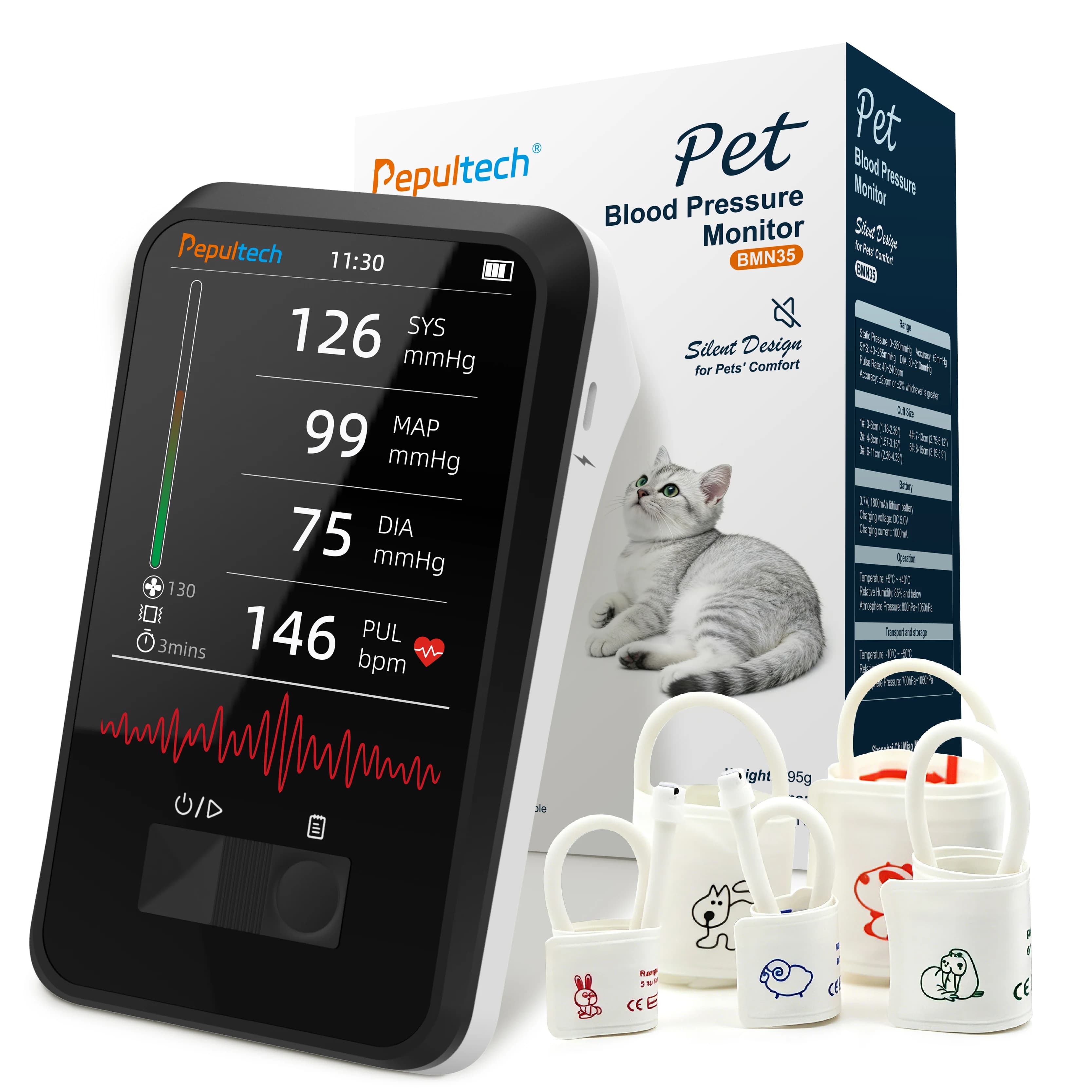 Pepultech Vet Health Care Pet Animal Use Veterinary Pressure Monitor with Bluetooth and Li BMN35 Battery