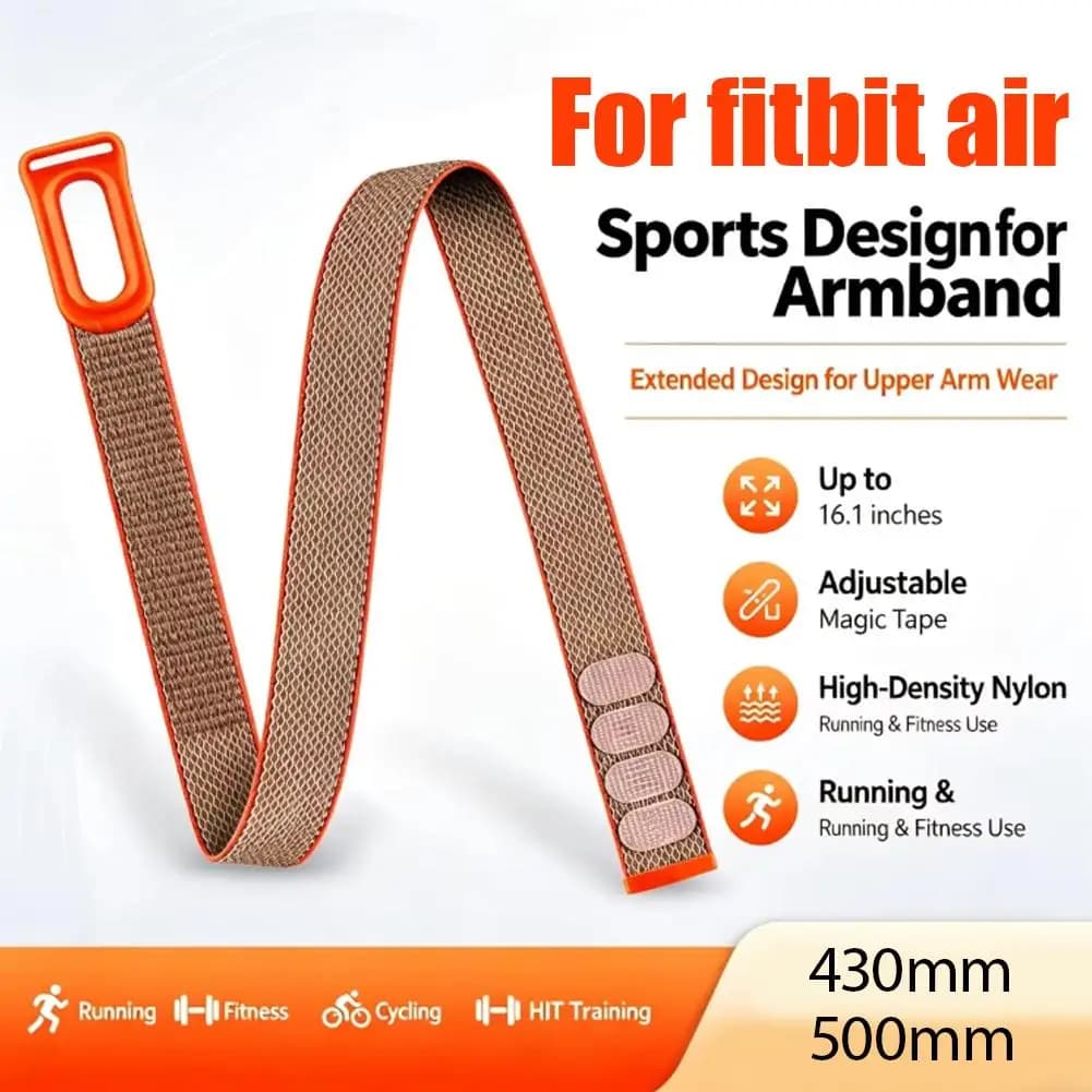 430/500mm Nylon Bicep Armband For Fitbit Air Adjustable Sport Strap Breathable Elastic Belt For Running Gym Fitness Accessories