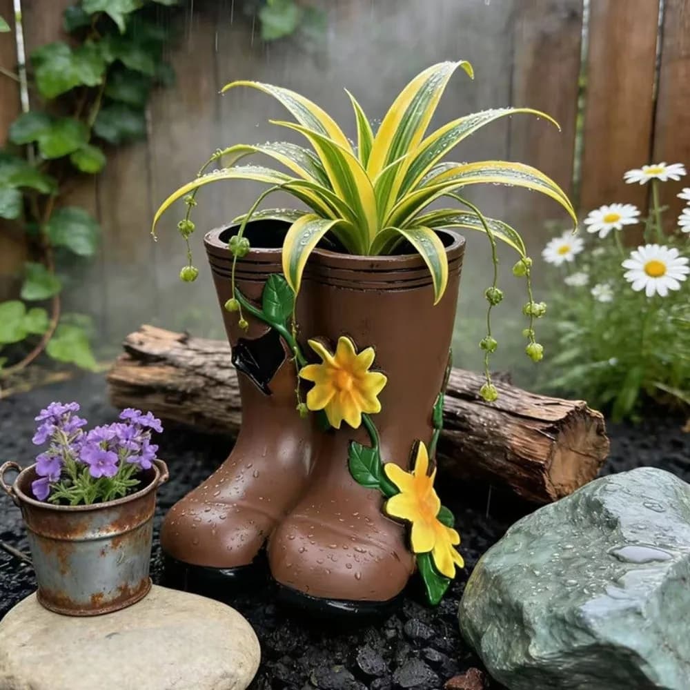 Unique Modern Rain Boots Flowerpot Childishness Floral Arrangement Potted Plants Vase Decorative Art Garden Decor Outdoor Decor