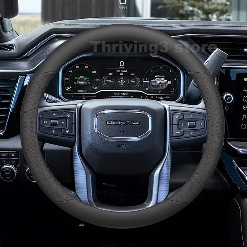 Coprivolante in pelle per auto per GMC Sierra AT4 Denali AT4X 2010-2023 Volante antiscivolo per auto Accessori GMC Sierra