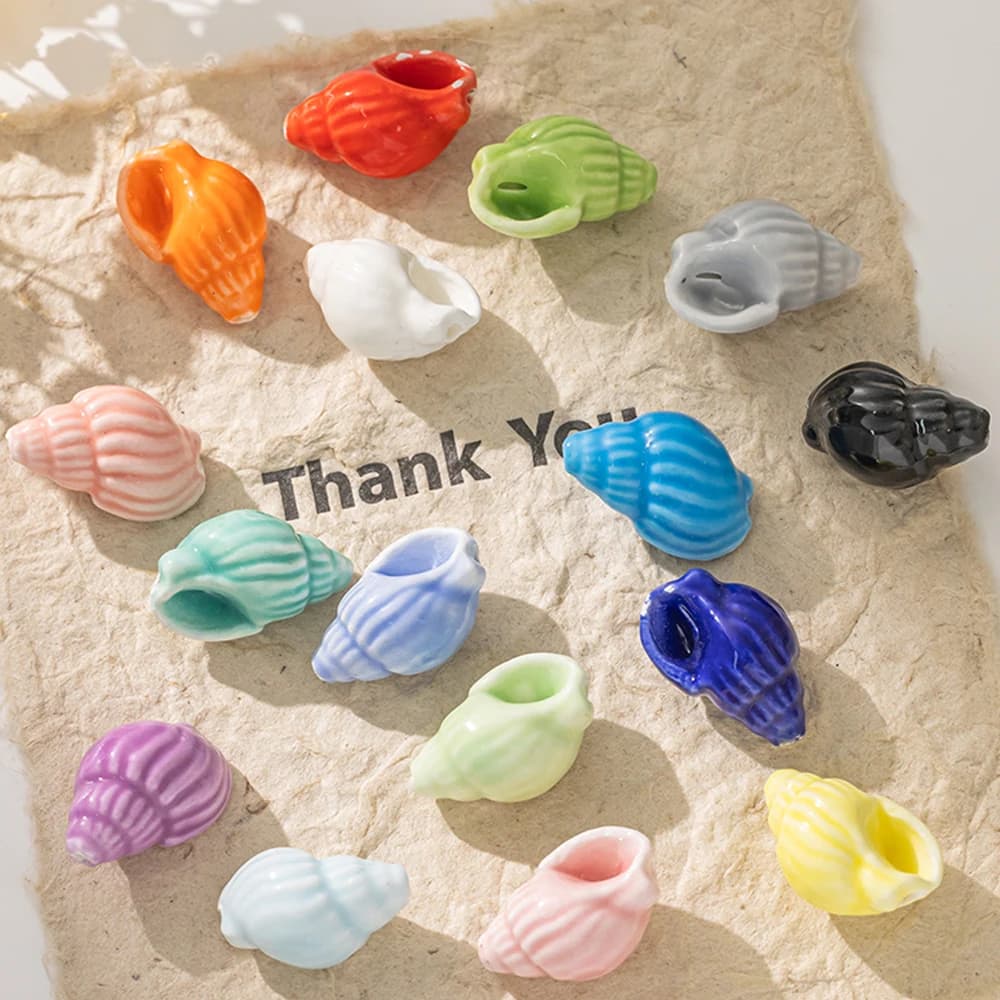10 pezzi di perline di conchiglia di pesce in ceramica, ciondoli di animali marini estivi, distanziatori sciolti per braccialetti fatti a mano fai da te, forniture per la creazione di gioielli