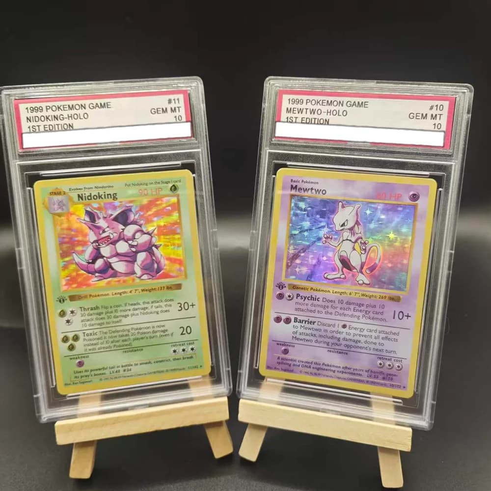 DIY 1999 PTCG GAME Versione Inglese 1ST VENUSAUR-HOLO Mewtwo-Holo Carta da Collezione con Valutazione 10 Punti Carta da Gioco Anime Regalo Giocattolo