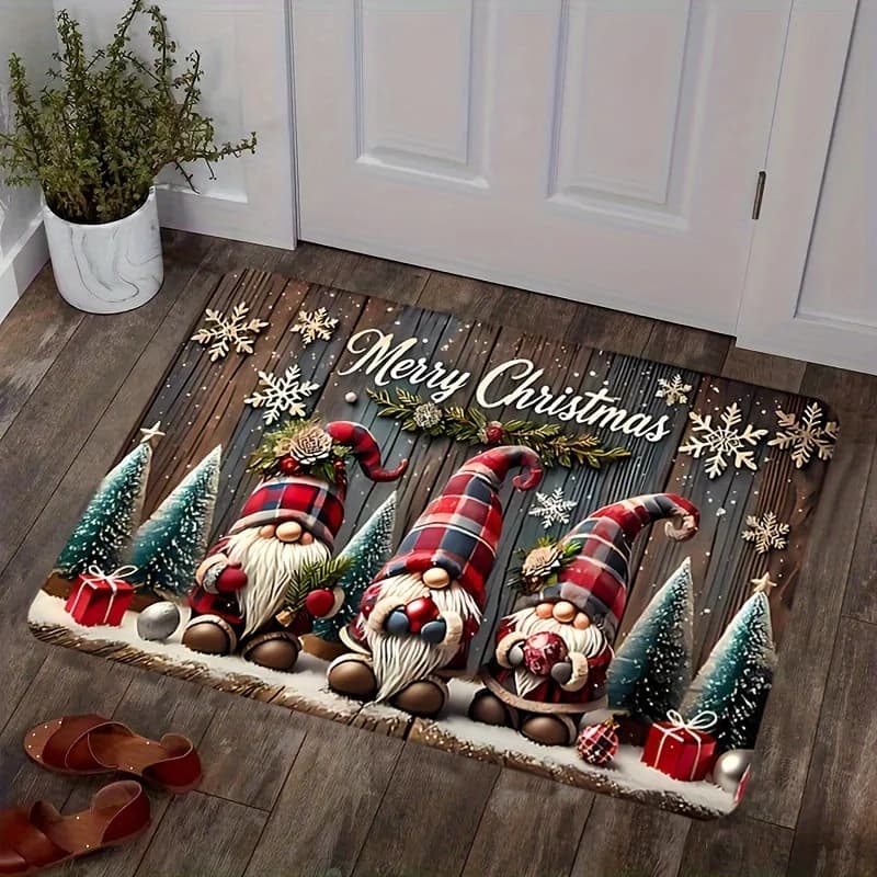 VIKAMA Christmas carpet Three Santa Claus Zerbino Entrance Welcome Mat Outdoor carpet Bedroom carpet Living room Home decoration