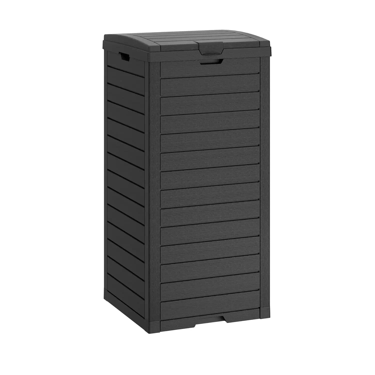 Outdoor Trash Can with Lid, Waterproof Plastic Outdoor Garbage Can with Drip Tray, Large Trash Can Outside for Patio, Garage, Pool, Garden, Backyard & Deck, Black (31 Gallon)