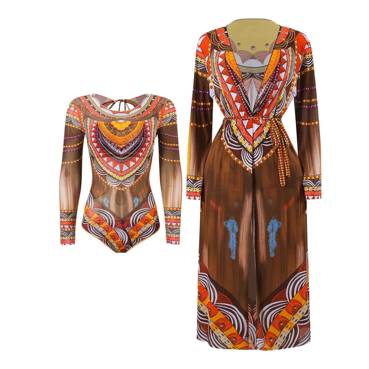 2025 Manica lunga Protezione solare trasparente Costume intero Costume da bagno Donna Sexy Rash Guard Costumi da bagno Body Beachwear con copertura