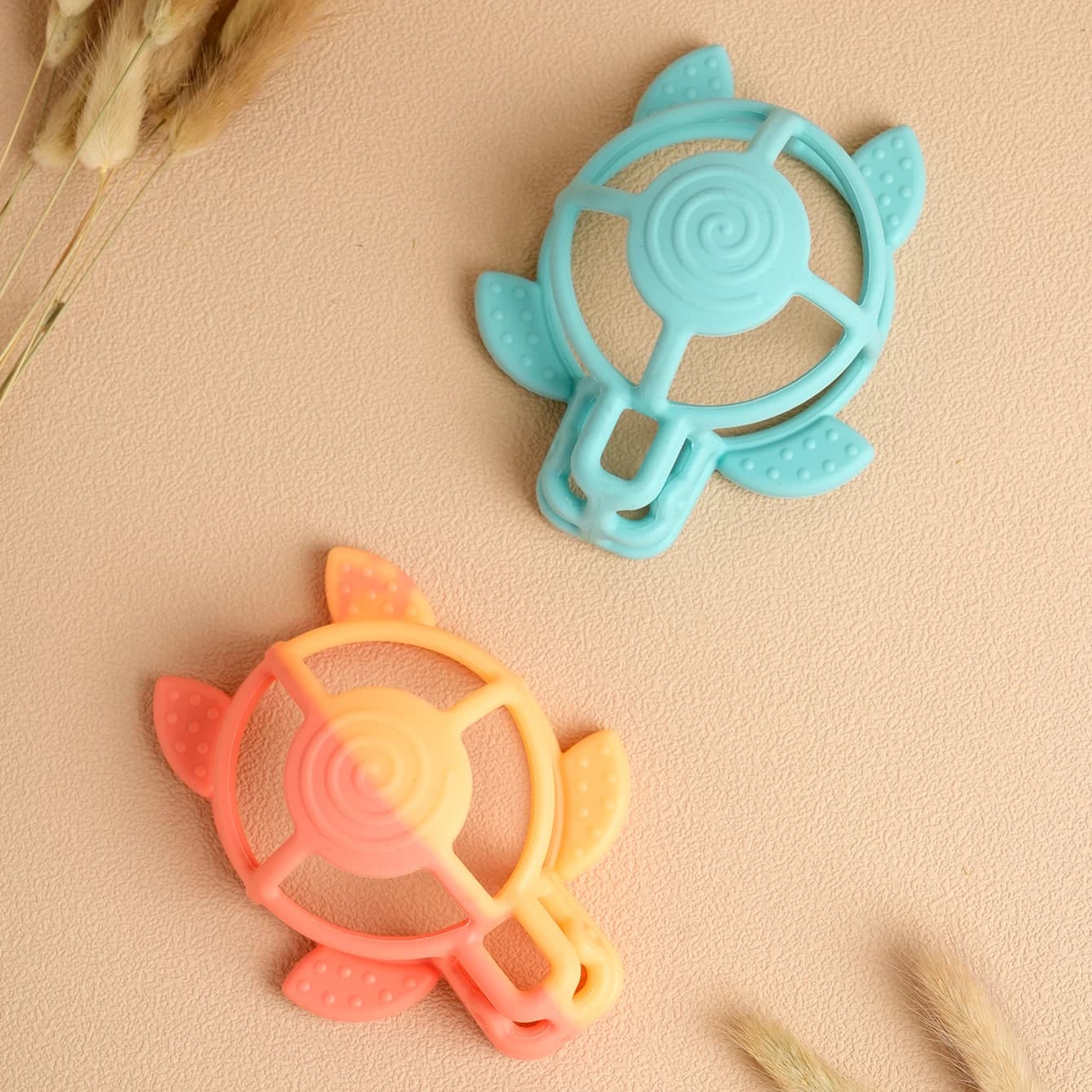 Color Kids 1PCS Turtle Silicone Teether Baby Chewing Toy Infant Teething Relief BPA Free Safe Nursing Sensory Toy 0-12 Months