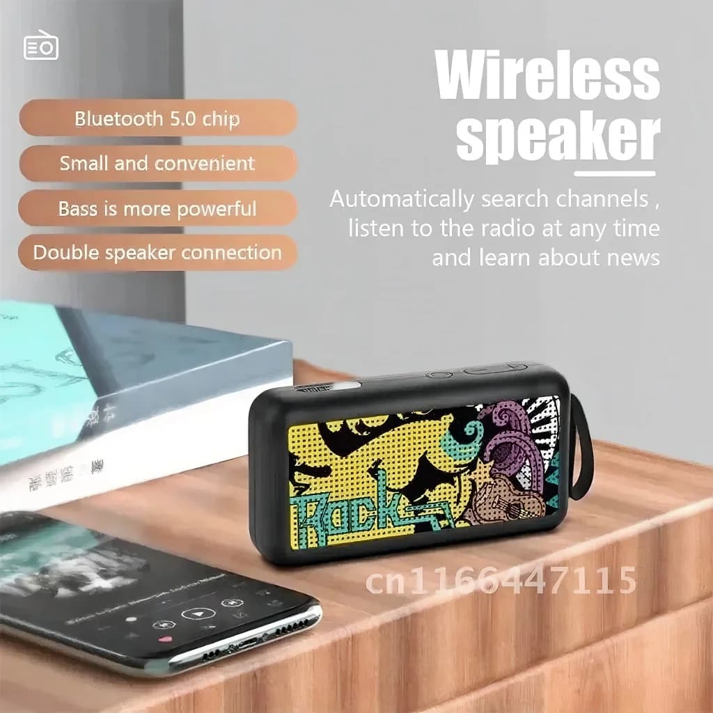 Altoparlante Wireless Portatile, Mini Colonna Stereo, Lettore Musicale, Altoparlante Wireless Mini da 5W, Subwoofer Portatile per Esterni