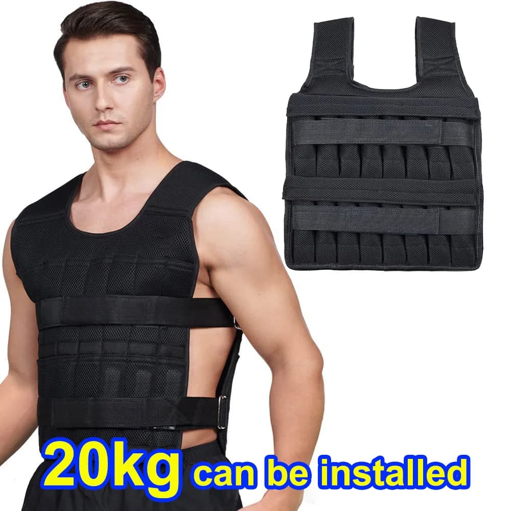 Adjustable workout weighted vest, weighted 20 kg fitness training jacket, for strength resistance, steel plate not included