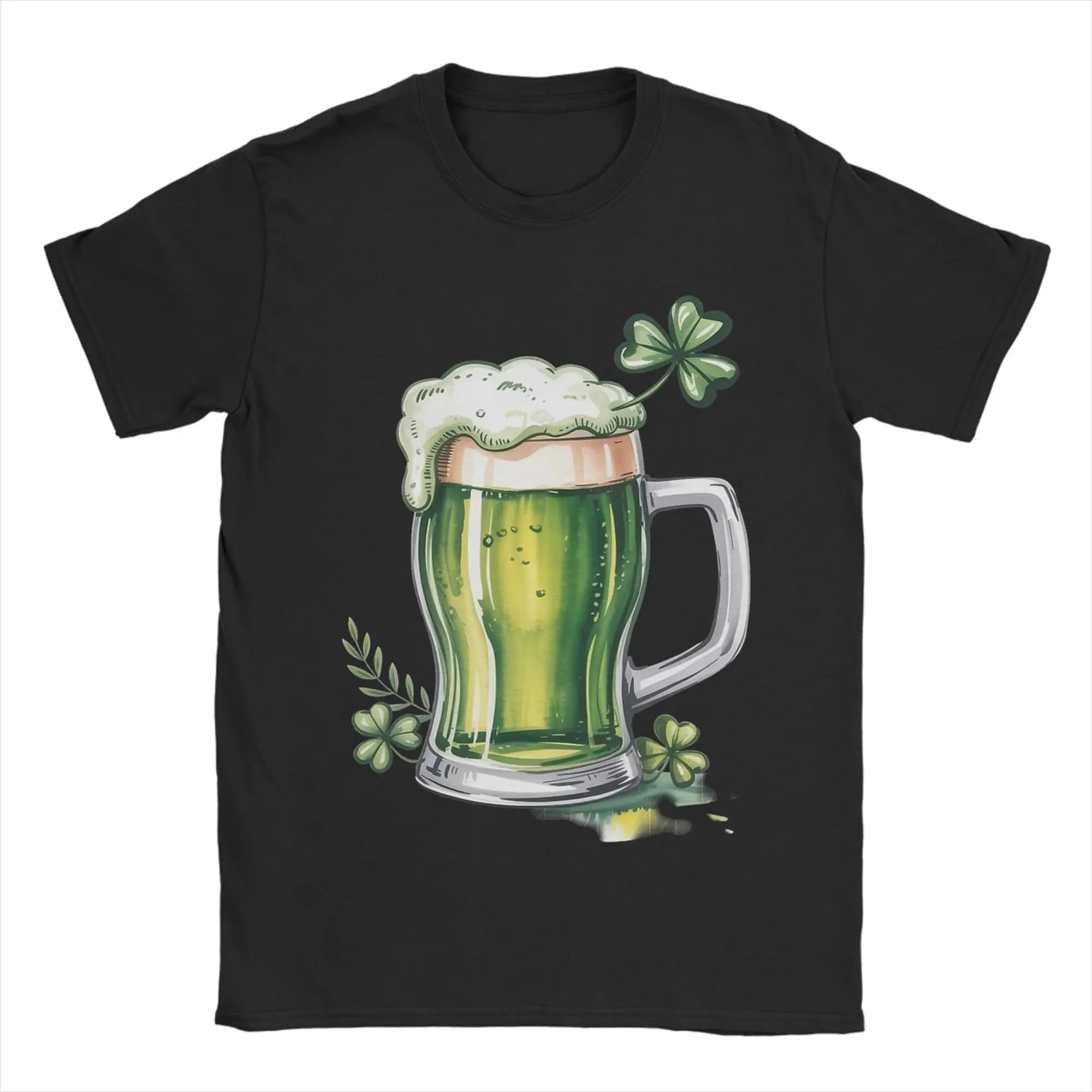 T-shirt da uomo Saint Patricks Day Beer Mug T-shirt in puro cotone a maniche corte St Patricks Day T-shirt girocollo Abbigliamento estivo