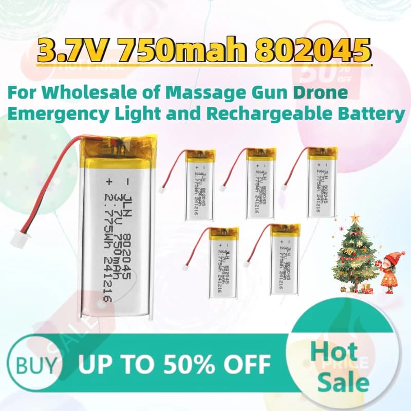 2-10 Pieces Battery Li-Polimer 3.7V 750mAh 802045 for Massage Guns, drones, Emergency Lights and Rechargeable Batteries - Wholesale