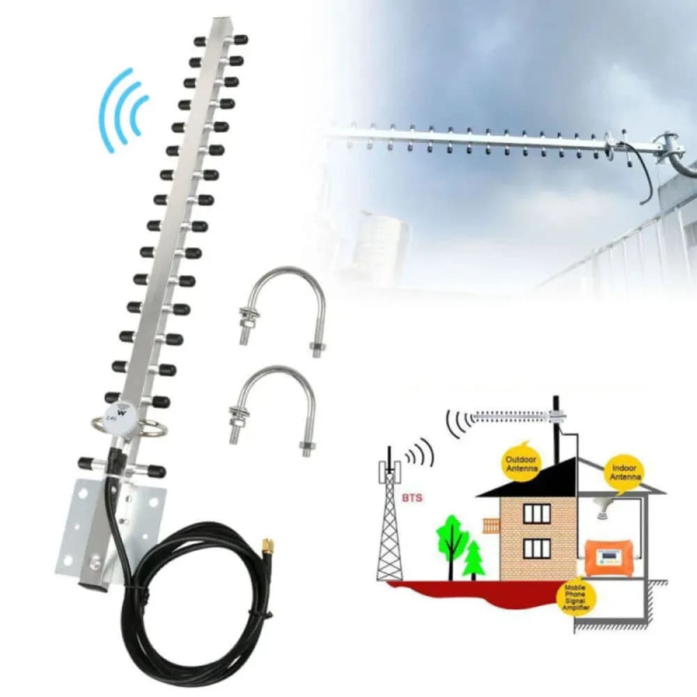 Antenna WiFi Direzionale Esterna Nera da 150cm, Prestazioni Stabili, Compatibile con Modem GHz, Segnale Argento