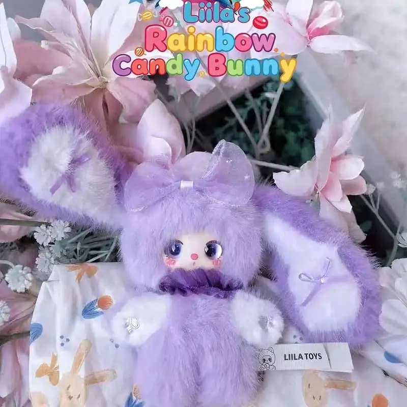 Baby Three Liila Rainbow Candy Bunny Series Blind Box Giocattoli di Tendenza Ornamento Ciondolo per Zaino Bambola Carina Mystery Box Regali a Sorpresa