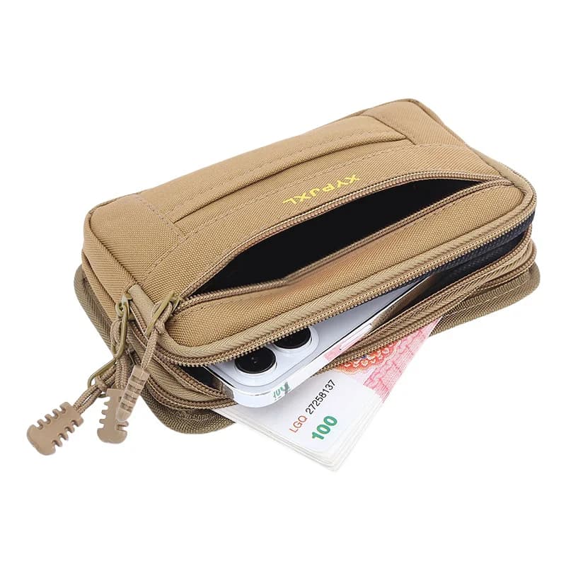 Borsa a tracolla da uomo in tela per cellulare, mini portamonete, piccola borsa quadrata da cintura, marsupio multi-scomparto, pochette da uomo, marsupio da vita dal design tascabile