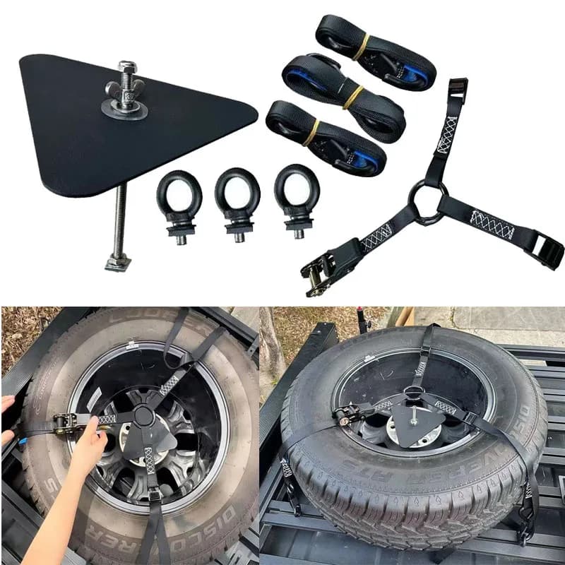 AW Roof Platform Spare Oil Barrel Spare Tire Bracket Off-road Tire Fixer Roof Luggage Rack Tie Rope Tightening Platform Bundler