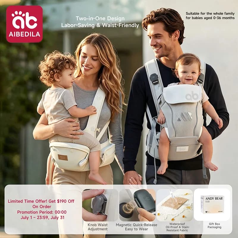 AIBEDILA All‑in‑One Baby Sling Carrier 0‑36 Months, Multifunctional Breathable Backpack Wrap, Back & Front‑Facing for Newborns