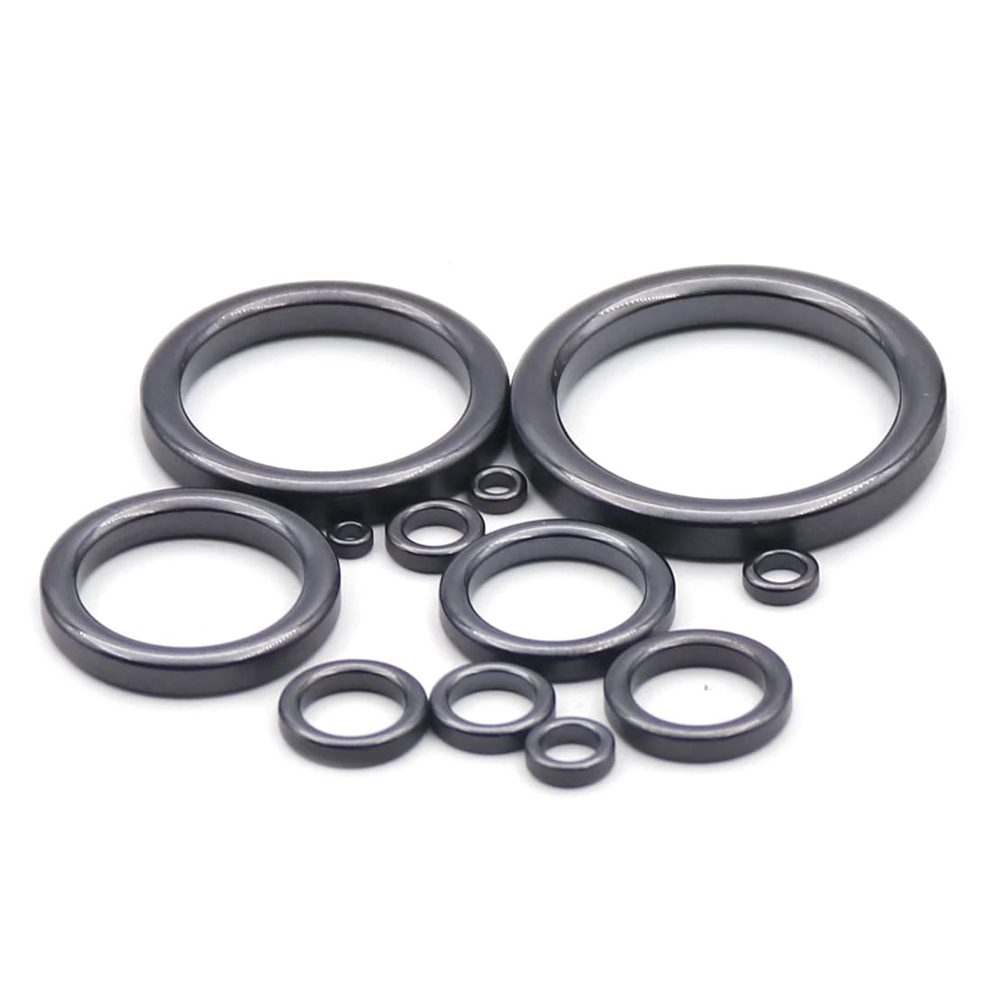 FishTrip 10Pcs ~ 48Pcs anello di guida per canna da pesca Kit di riparazione per occhi anello in ceramica nero liscio resistente all'usura