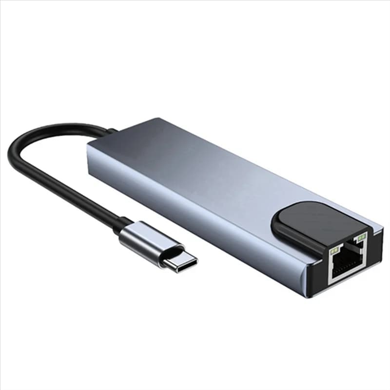 Hub multiporta AT12 tipo C: docking station 5 in 1 da USB C a 4K, RJ45, USB 3.0 compatibile per laptop