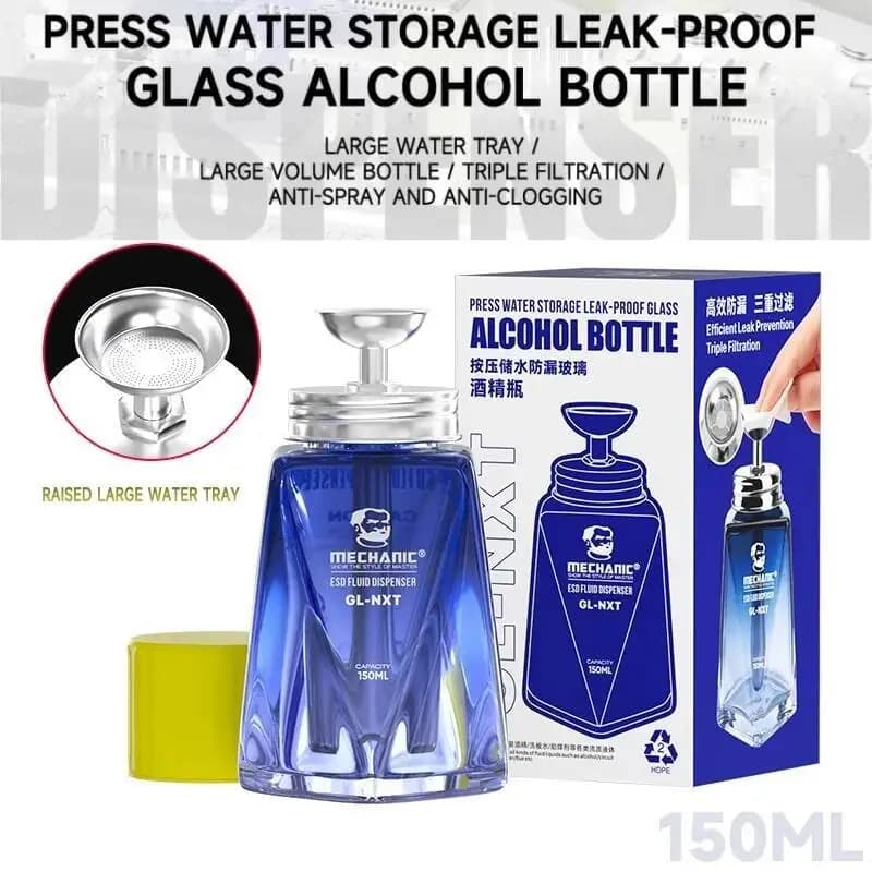 MECCANICO GL-NXT Tipo di pressa Bottiglia di alcol in vetro a prova di perdite Contenitore per la pulizia del vetro da 150 ml per il telefono cellulare PCB Scheda madre Cleani