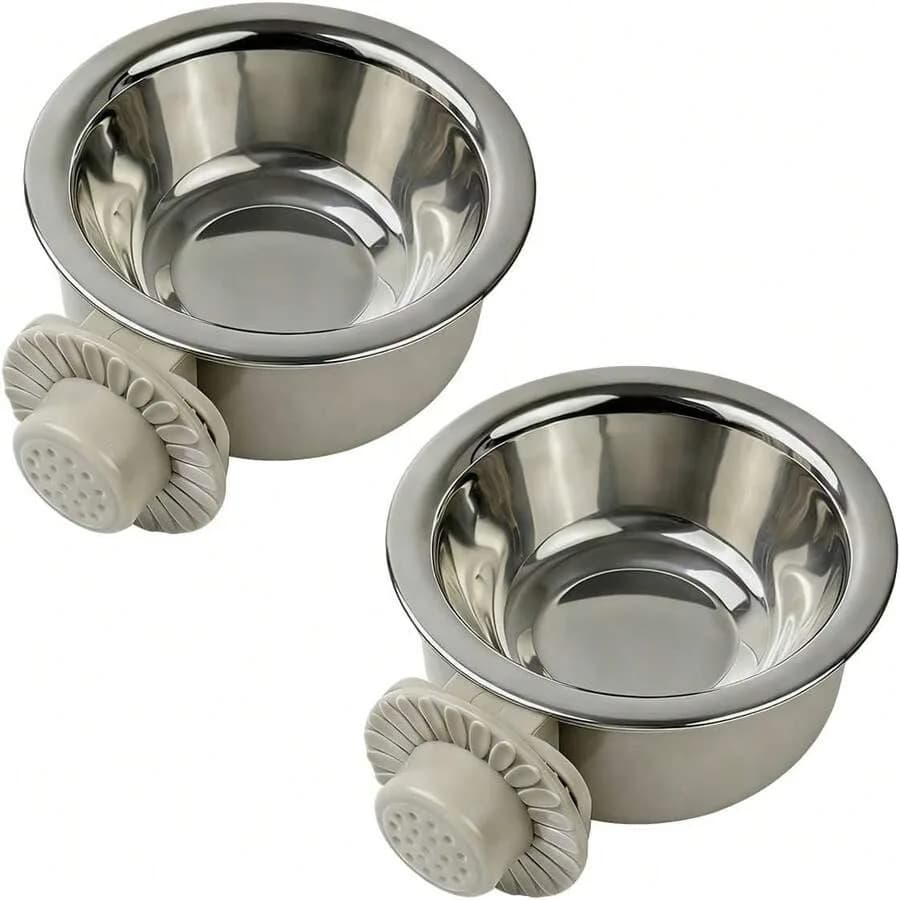 【Nuovo Arrivo】Confezione da 2 ciotole in acciaio inossidabile, ciotole sospese per cibo e acqua per cani, gatti, uccelli, piccoli animali