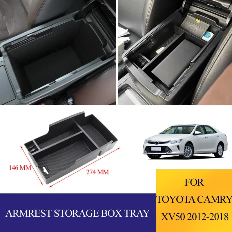 Organizzatore per Console Centrale Auto in ABS per Toyota Camry XV50 2012-2017, Vassoio Portaoggetti per Bracciolo, Accessori Interni