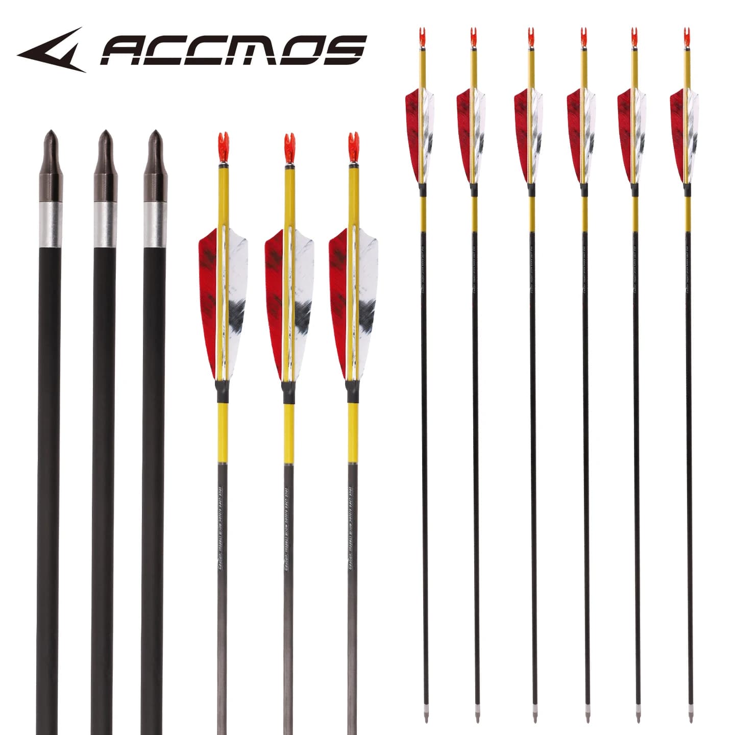 6/12 pezzi ID5.2mm freccia in carbonio puro Spine300 350 400 500 600 700 albero 31/32 pollici con piuma naturale mimetica da 4 pollici per tiro con l'arco