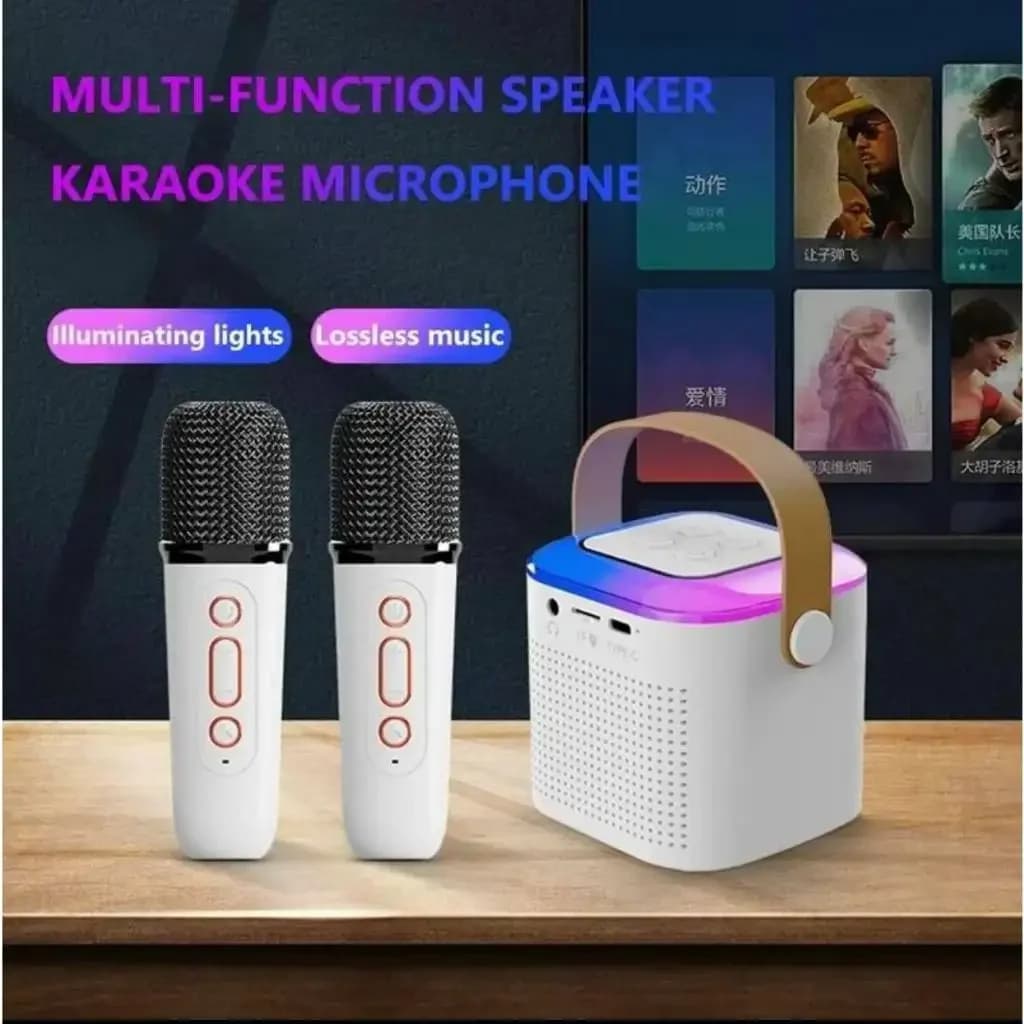 Altoparlante Bluetooth Wireless Y1 multifunzione con 2 microfoni RGB lettore musicale portatile macchina per Karaoke per regalo domestico per bambini