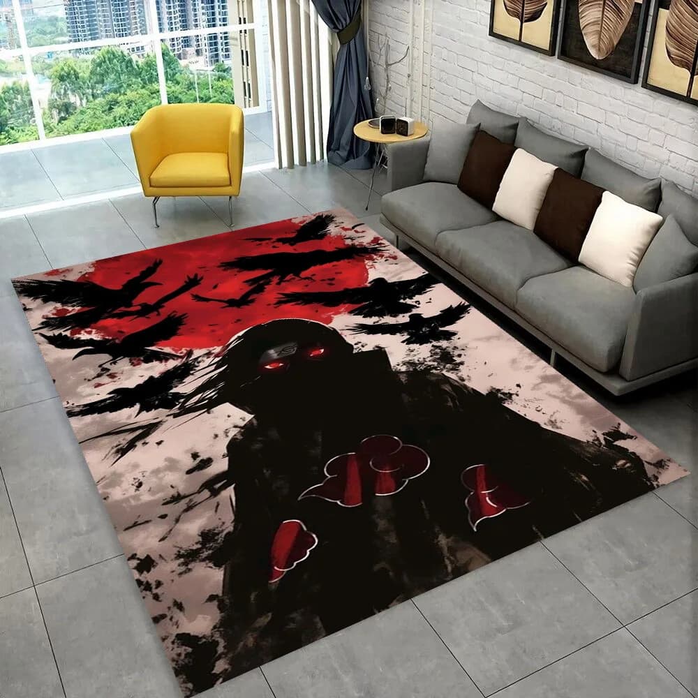 Tappeto 3D N-Naruto Cartoon Anime I-Itachi per Sala Giochi, Camera da Letto, Soggiorno, Divano, Arredamento Casa, Tappeto per Bambini Antiscivolo