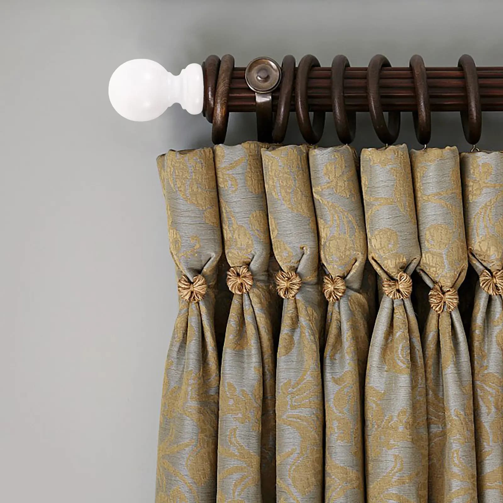 2Pcs Wood Curtain Rod Finials Decorative Screw Replacement End Caps Natural for Bedroom Living Room Curtains