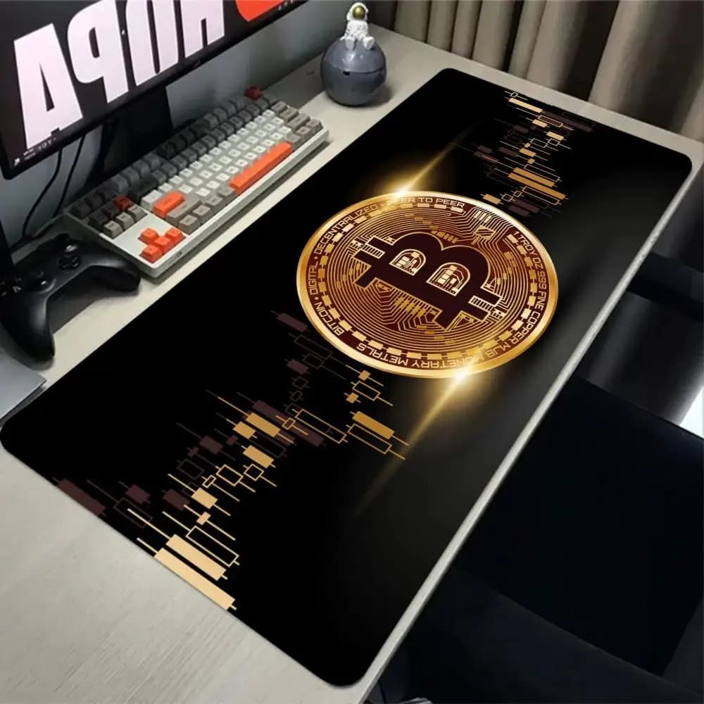 Tappetino per Mouse bitcoin Gaming tappetino per mouse grande tappetino per Mouse in gomma antiscivolo tappetino per scrivania per Computer tappetino per mouse nero con bordo cucito