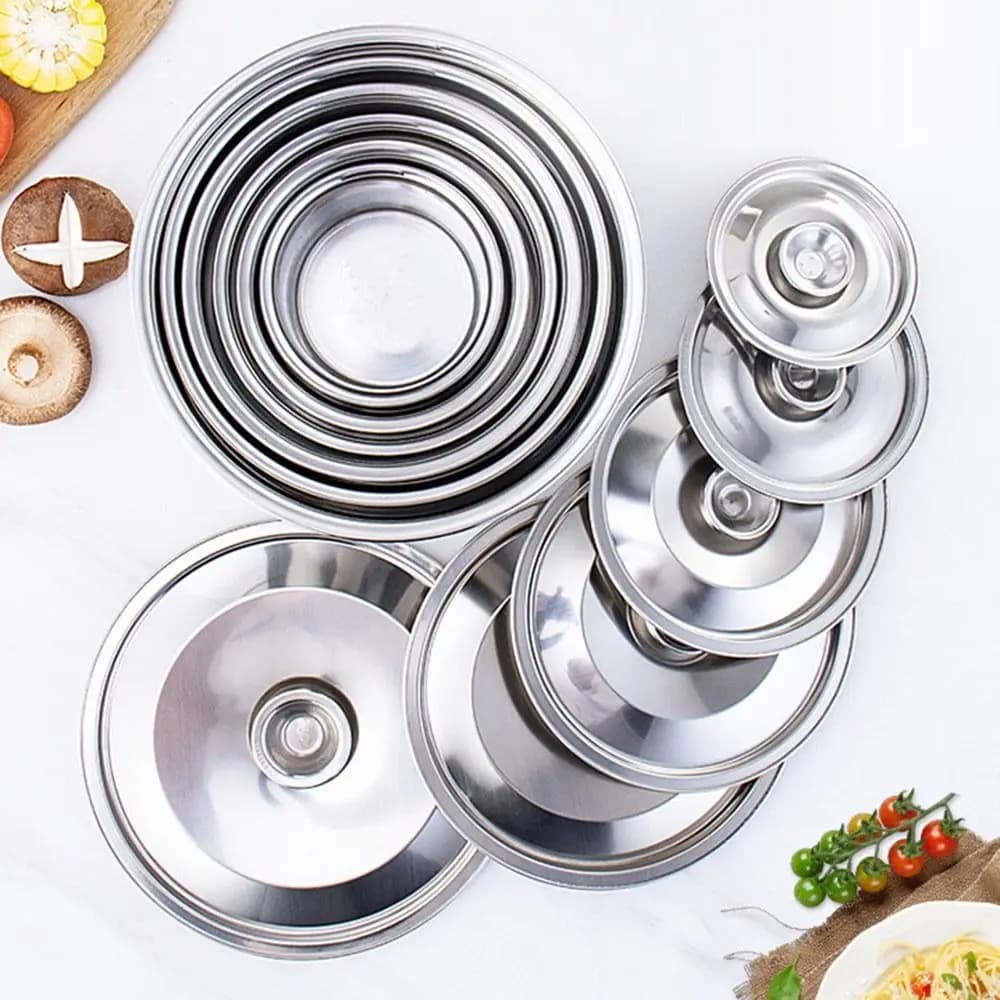 12-24 cm Stainless steel durable pot covers Reusable aromatic bucket cover Metal cover for pan