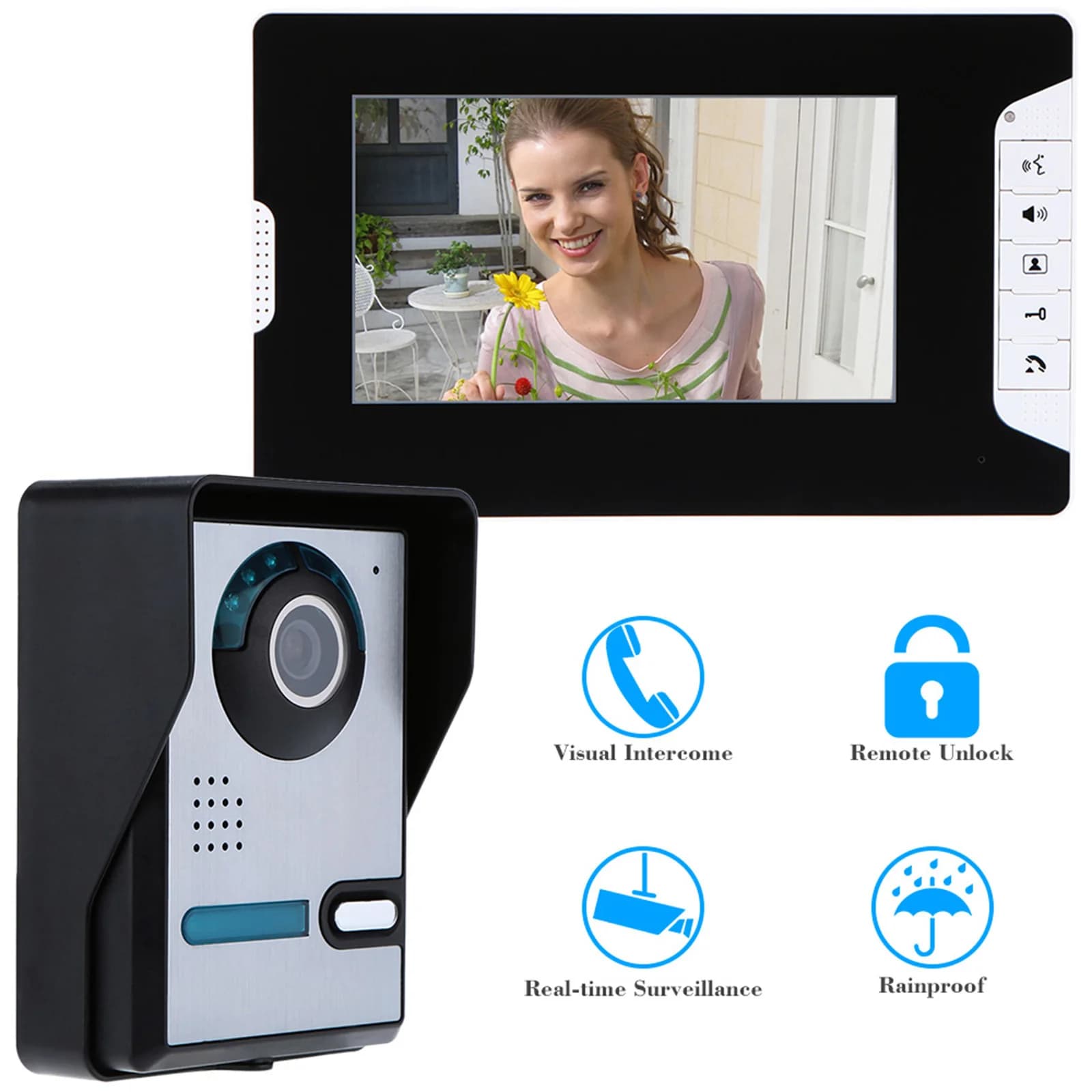 Sistema videocitofonico, sistema videocamera campanello videocitofonico da 7", kit citofonico videocitofonico intelligente campanello per videocamera impermeabile