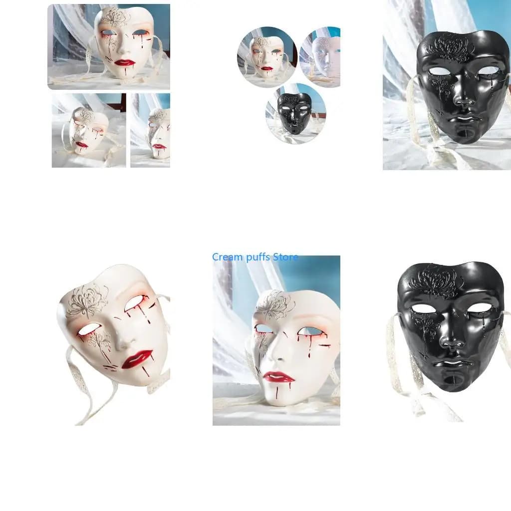 50LE Hand Painted Mask For Women Men Full Face Mask Halloween Cosplay Mask for Adult Role Playing Themed Parties Photography