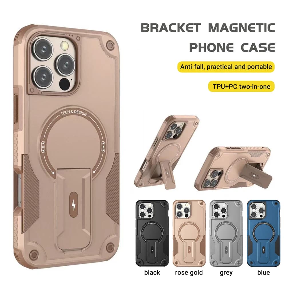 Anti-fall Magnetic Phone Case for iPhone 17 Pro Max 16 15 14 13 12 Pro Max 11 17Air Fundas For Magsafe Stand Invisible HardCover