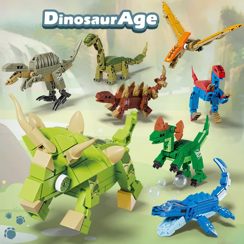 8Pcs/set Prehistoric Planet Jurassic Age Dinosaur Brick Compatible Dinosaur Developmental Toy Building Block Brick Toys Gift Boy