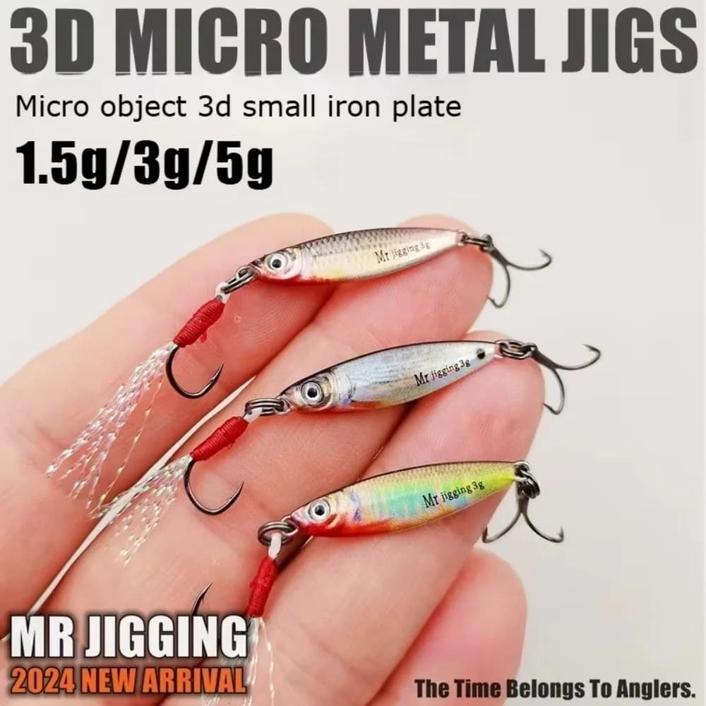 Esca in Metallo Micro VIB 3D da 1.5g, Design 3D, Mini Jig Spoon in Metallo, Materiale Metallico, Mini Dimensioni, Lure Pesca