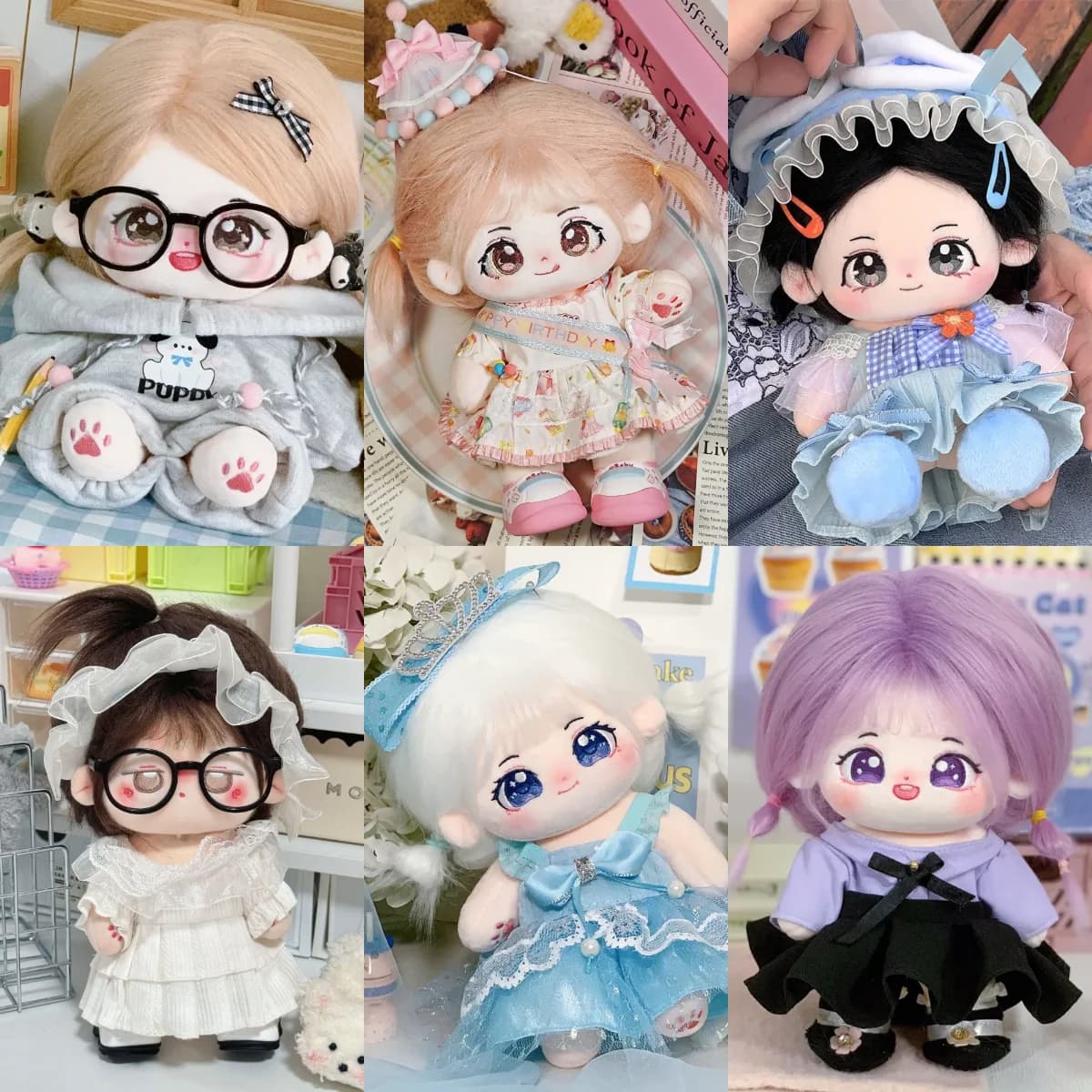 Regali di compleanno Vestiti per bambole di peluche Vestito per bambola di cotone da 20 cm Accessori per bambole fai da te Tuta Gonna Vestito da cameriera