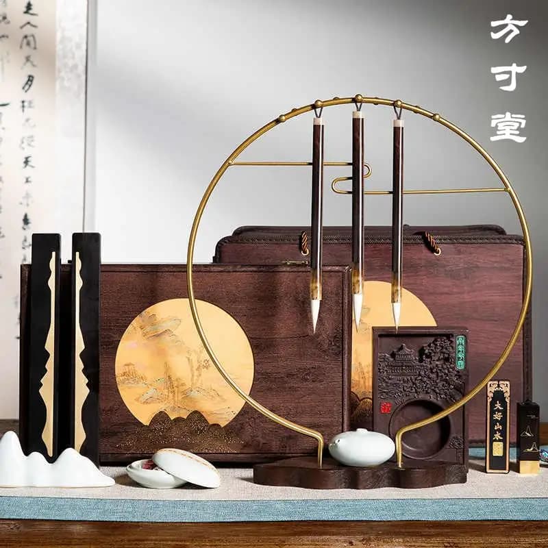 Study four treasures set gift box, pen, ink, paper and inkstone, a full set of brushes, special for professional calligraphy pra