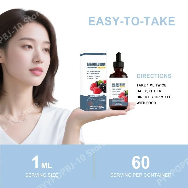 Gocce di Magnesio Liquido con Vitamine B6, D3, K2, Supporto Elettrolitico, Integratore per il Benessere Quotidiano