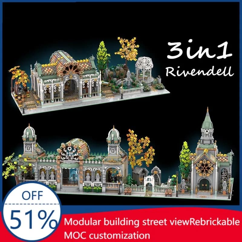 13525 Pezzi Serie Personalizzabile MOC 3-in-1 10316 Modifiche Rivendell del Modello di Costruzione degli Anelli Blocchi Personalizzati Giocattolo Fai-da-te da Assemblare