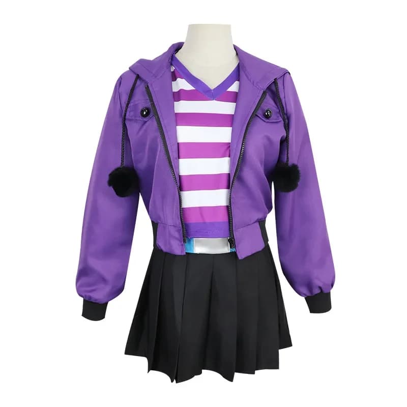 Abbigliamento sportivo viola per cosplay anime 2D, abbigliamento da donna