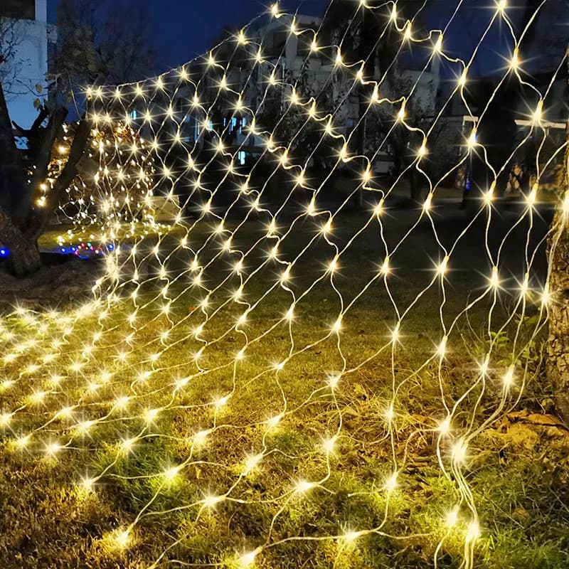 Decorazione della stanza Tenda LED Rete a rete Lucine Stringa Spina UE/USA Ghirlanda di nozze di Natale per la parete del giardino della camera da letto all'aperto