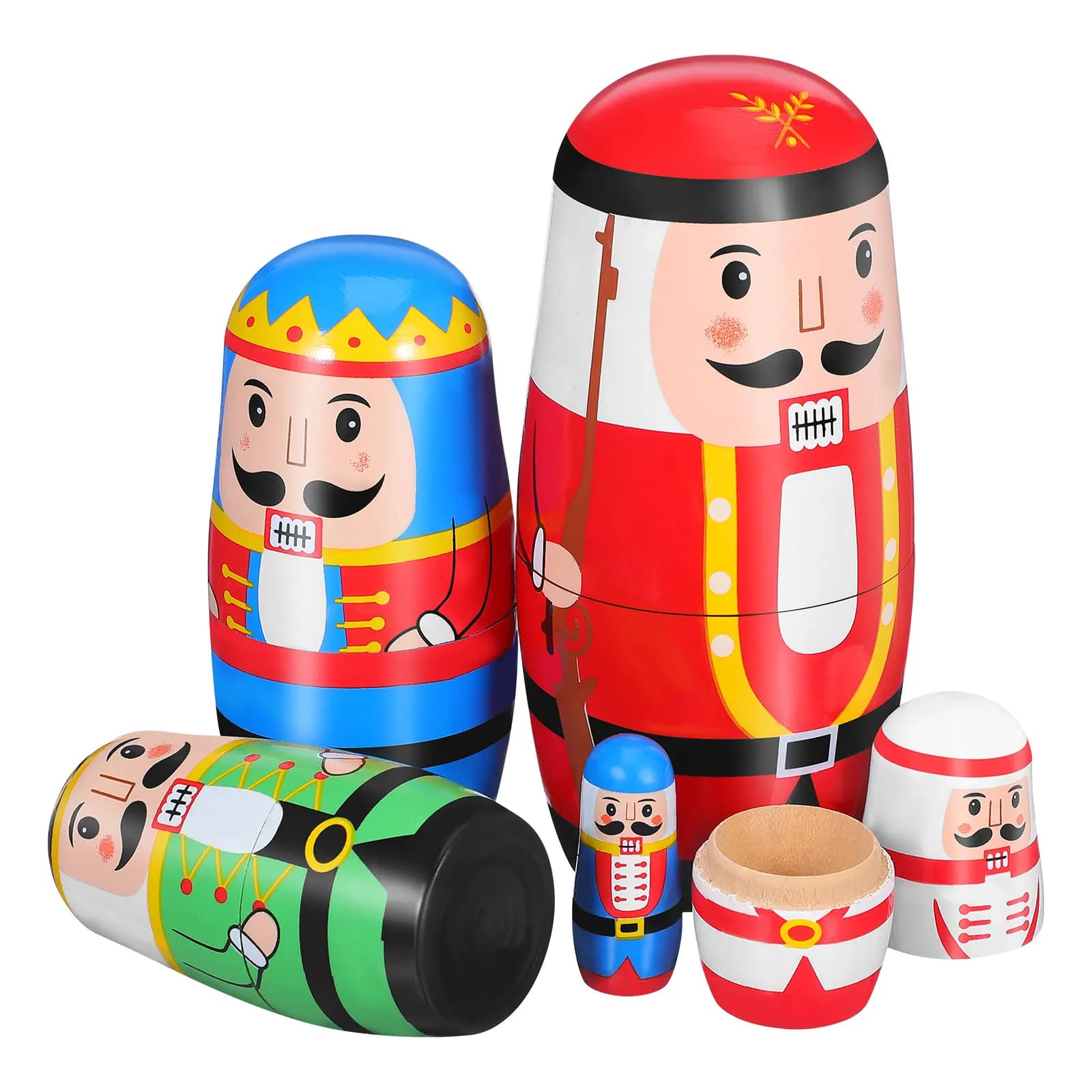 1 set Schiaccianoci Bambole di nidificazione Matrioska di Natale Desktop Legno Regalo russo per bambini adulti Divertente giocattolo impilabile