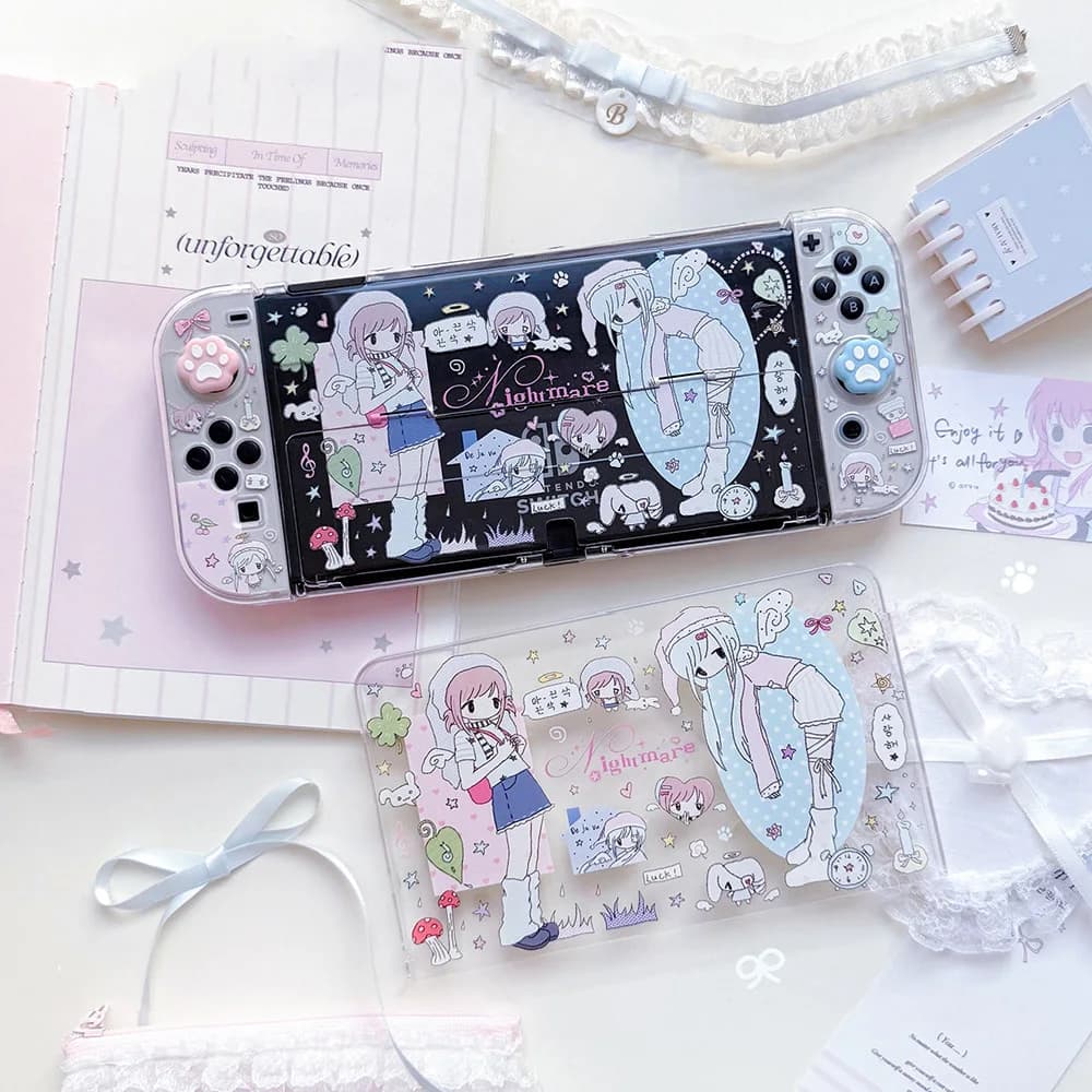 Custodia Protettiva Dream Night Girl Y2K per Nintendo Switch / OLED / Lite / Switch 2 - Guscio Rigido Estetica Asiatica