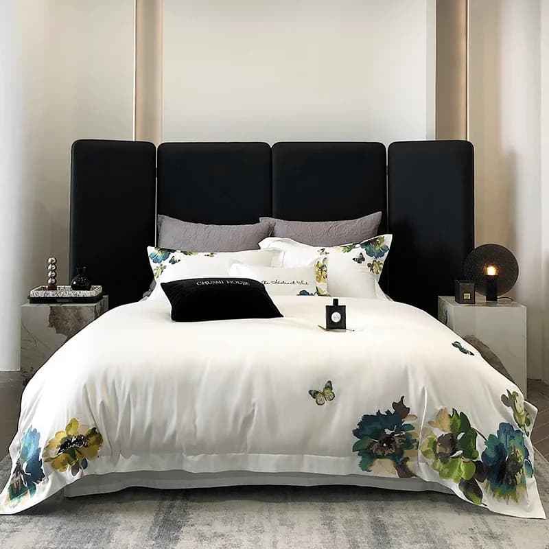 Ricamo bianco 800TC cotone egiziano copripiumino morbido e setoso US King set biancheria da letto matrimoniale Super King con federe lenzuolo