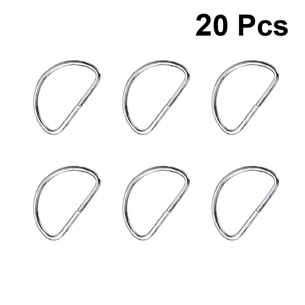 20 Pezzi Anelli a D Argento, Fibbie a D Resistenti per Cinghie di Borse, Zaini, Cinture, Jeans, Gonne, Cordino, Amaca per Gatti, Fai da Te