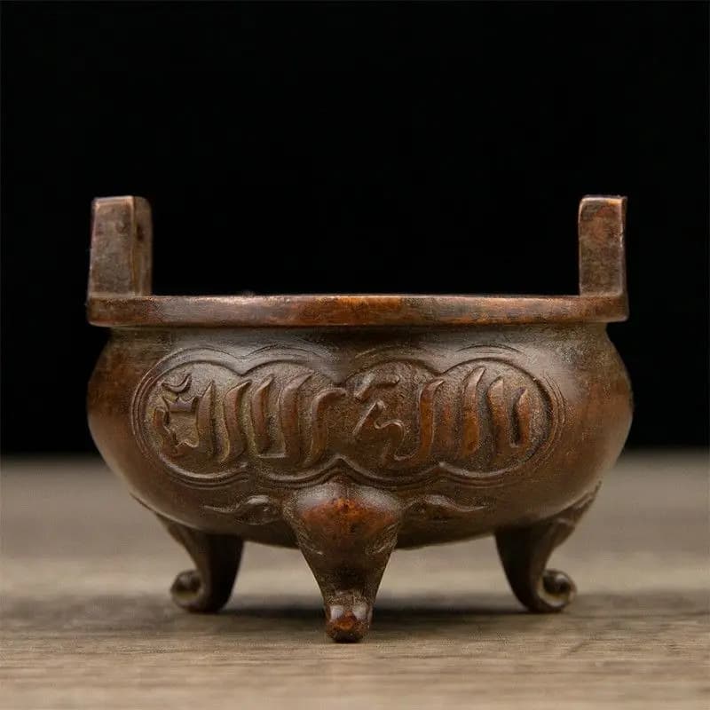Metal incense burner retro incense table bronze elephant furnace sculpture crafts incense plate incense seat incense stick