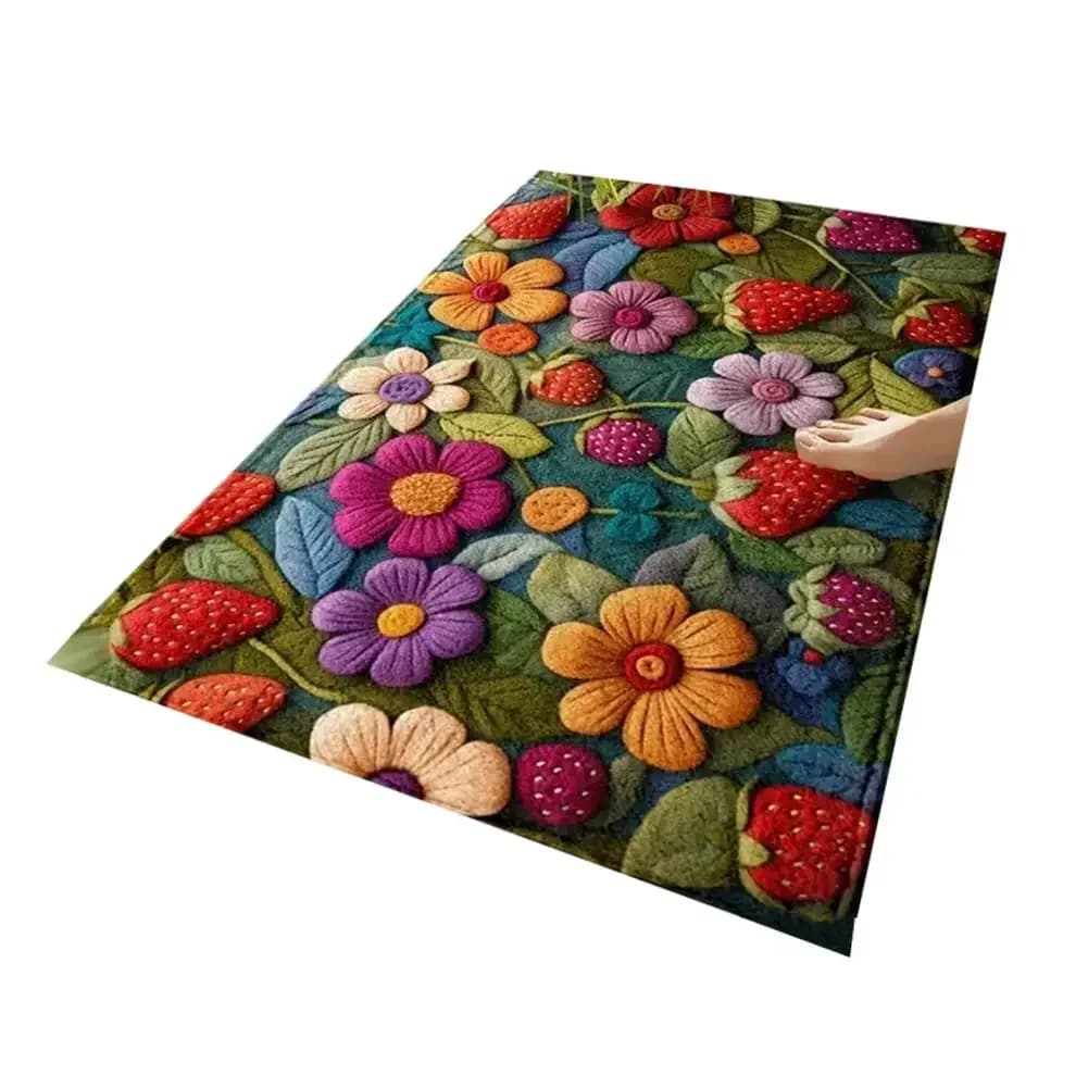 Tappetino da Bagno Antiscivolo 50*80cm, Imitazione Cashmere, Motivo Rosa Rossa, Assorbente, Lavabile e Riutilizzabile