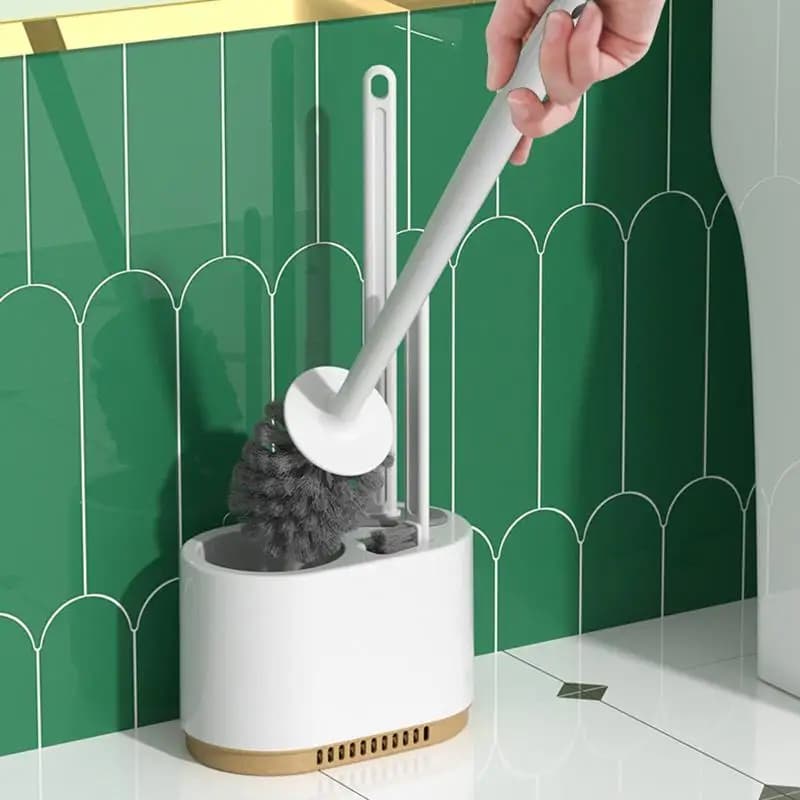 New Silicone Toilet Brush 4 In1 Multi Functional Wall Mounted Cleaning Tool With Bracket Home Bathroom Accessory Set