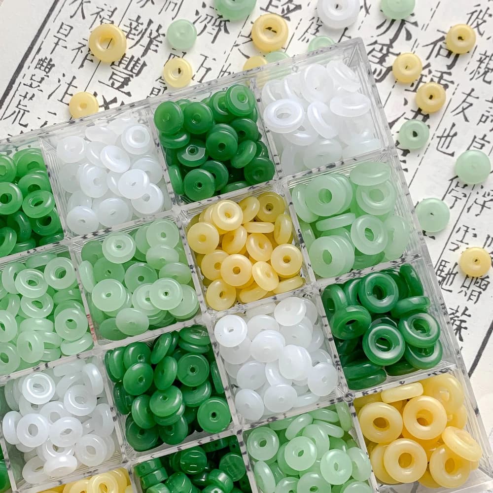 30pcs Small Round Jade Beads Circle Earring Accessories Supplies for Jewelry Making Pendant Bracelet Necklace Diy Handmade
